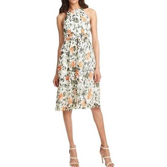 Club Monaco Dresses & Skirts - Club Monaco Orange and Green Floral Eyelet Dress